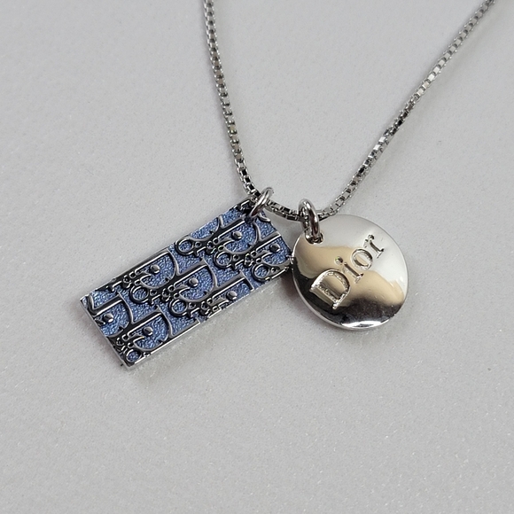 CHRISTIAN DIOR Trotter Logo Silver Tone Pendant Necklace - Picture 3 of 9